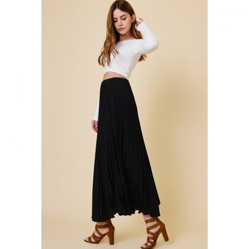 Pleated Maxi Skirt - Black