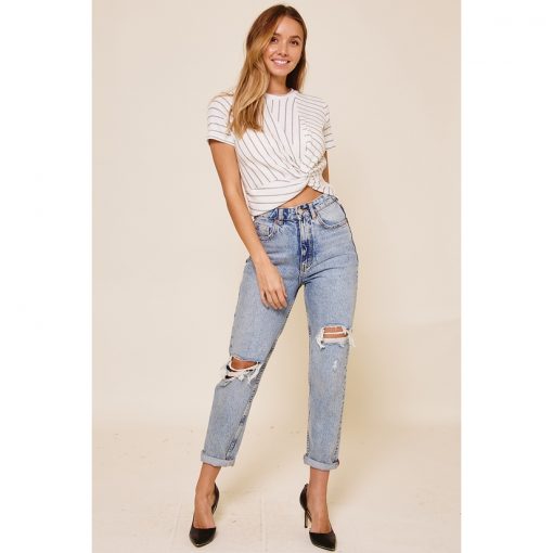 Stripe Crop Top - White