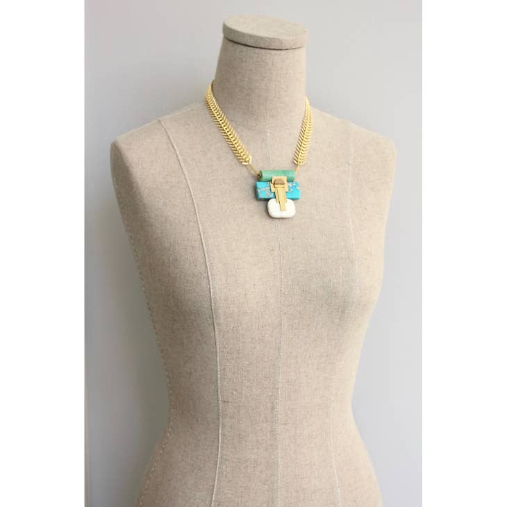 Fish Bone Geo Pendant Necklace