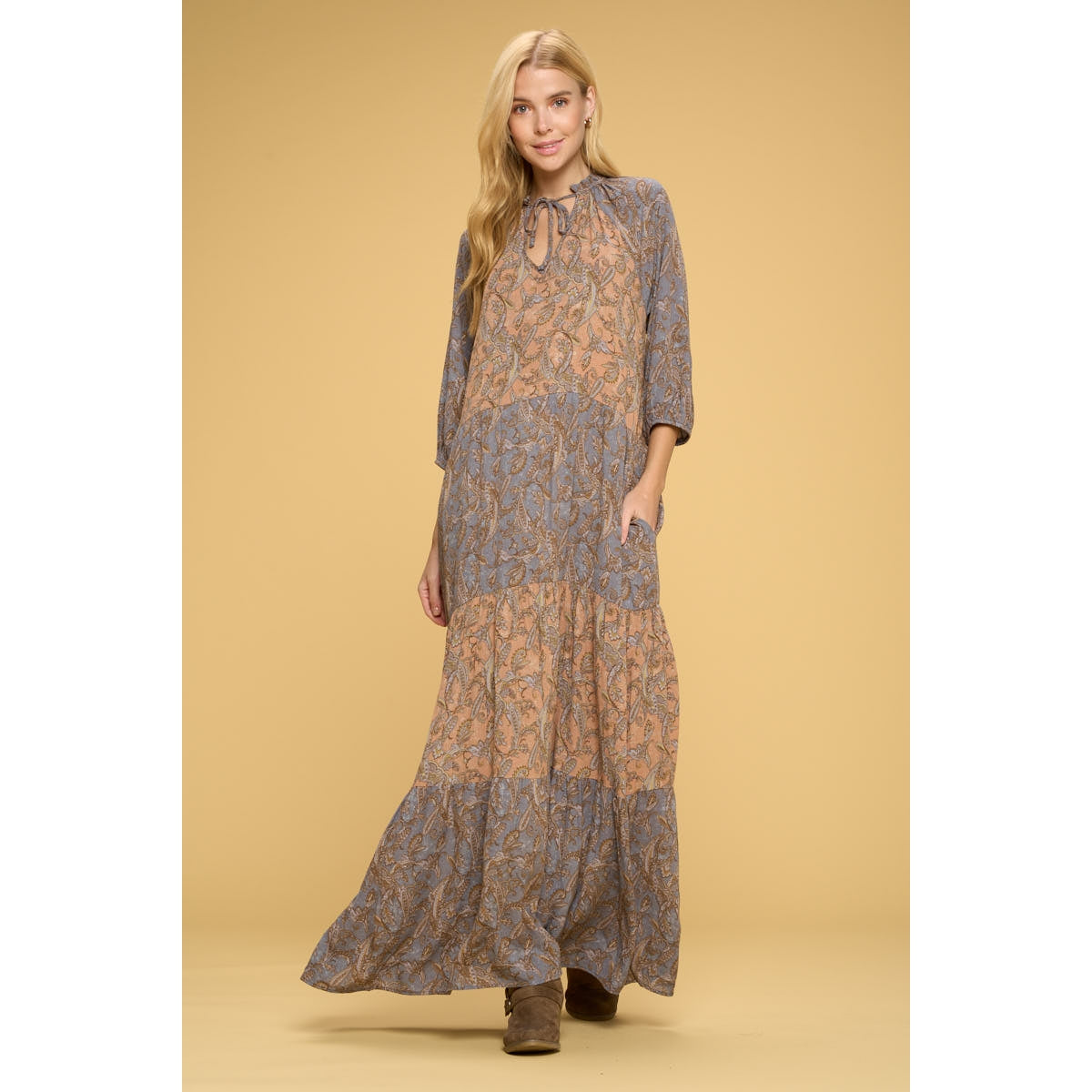 Paisley Tier Dress - Sand