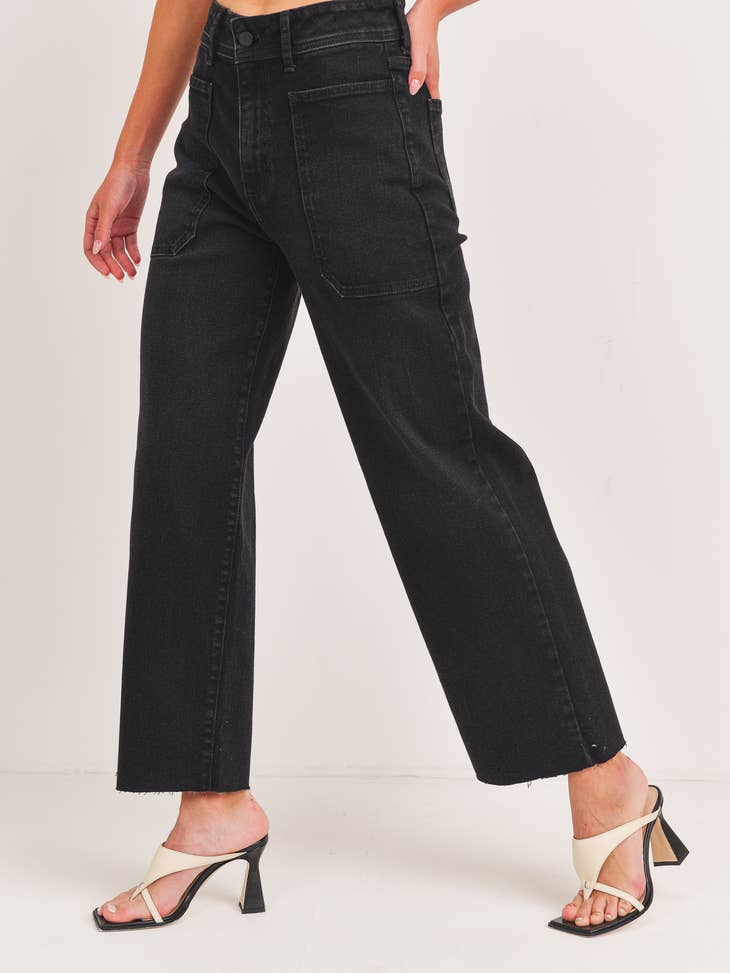 High Rise Utility Wide Leg - Washed Black
