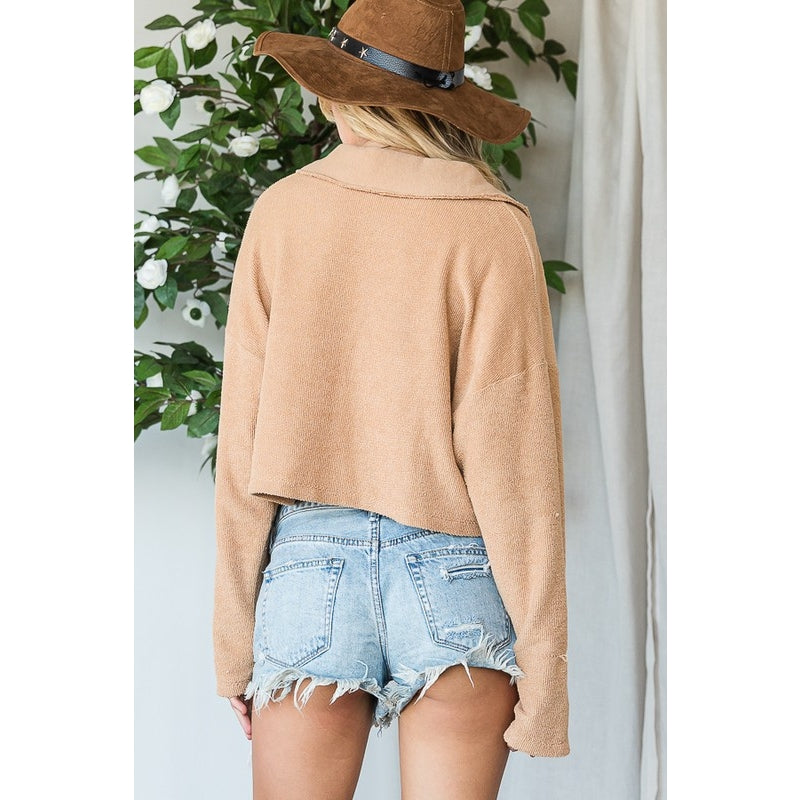 Cropped Shirt Jacket - Camel