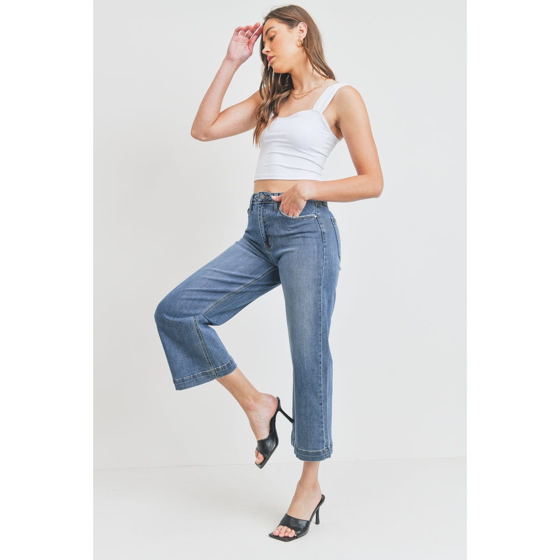 Crop Classic Wide Leg - Med Wash