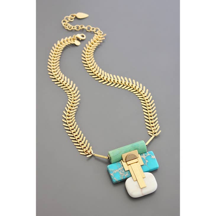 Fish Bone Geo Pendant Necklace