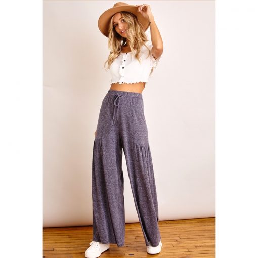 Jersey Pleated Pant - Denim