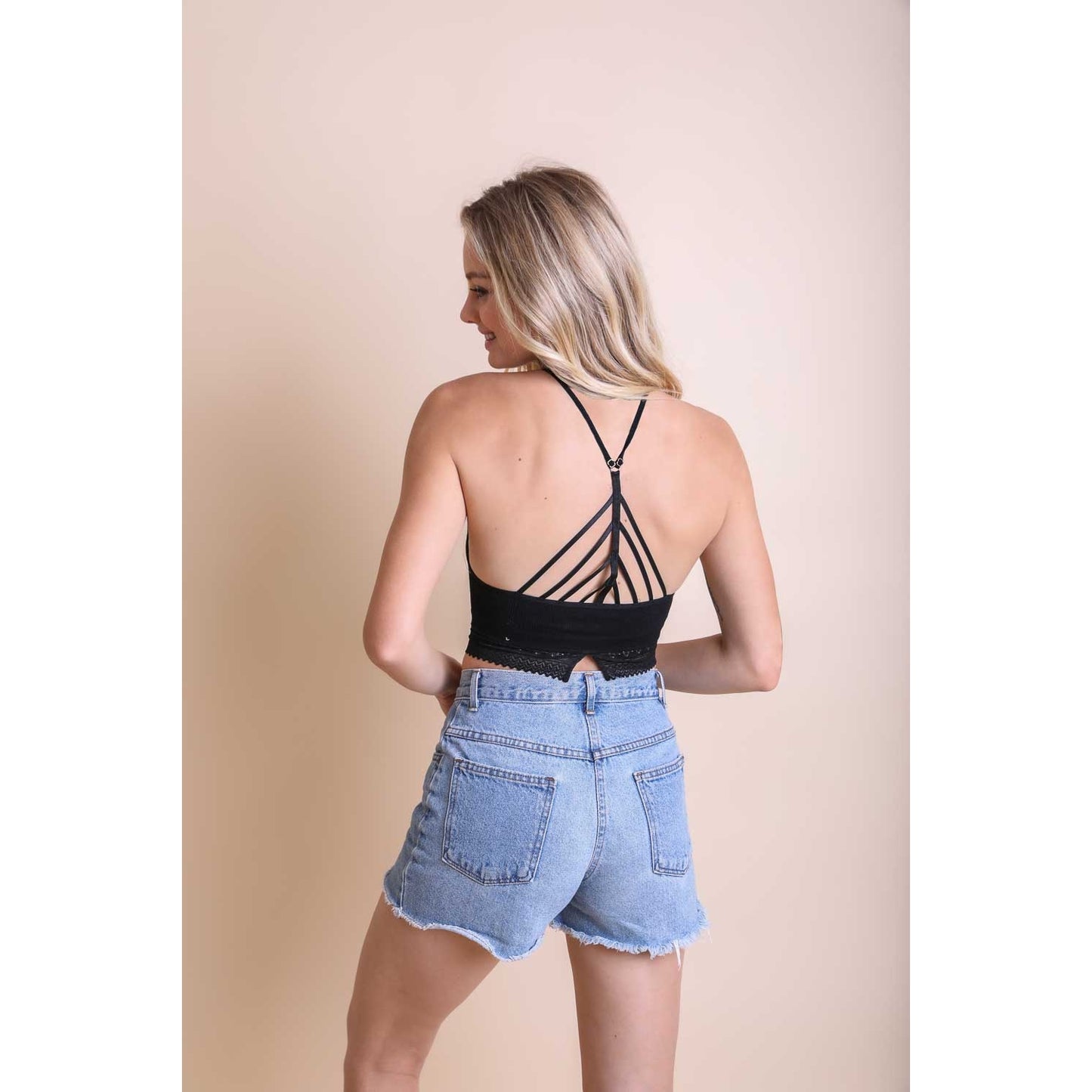 Highneck Crochet Bralette - Black
