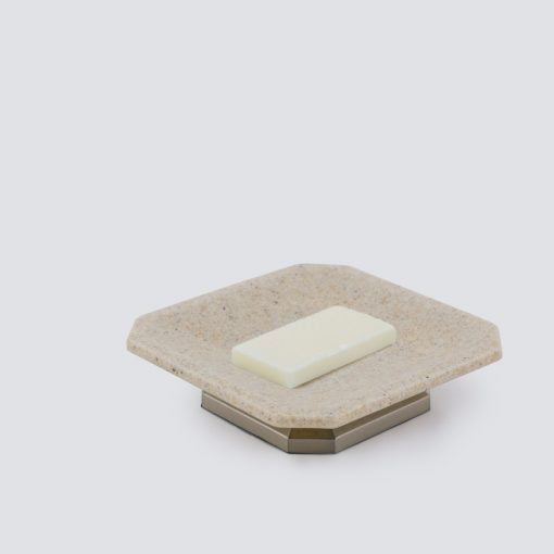 Soap Dish with Metal - Taupe