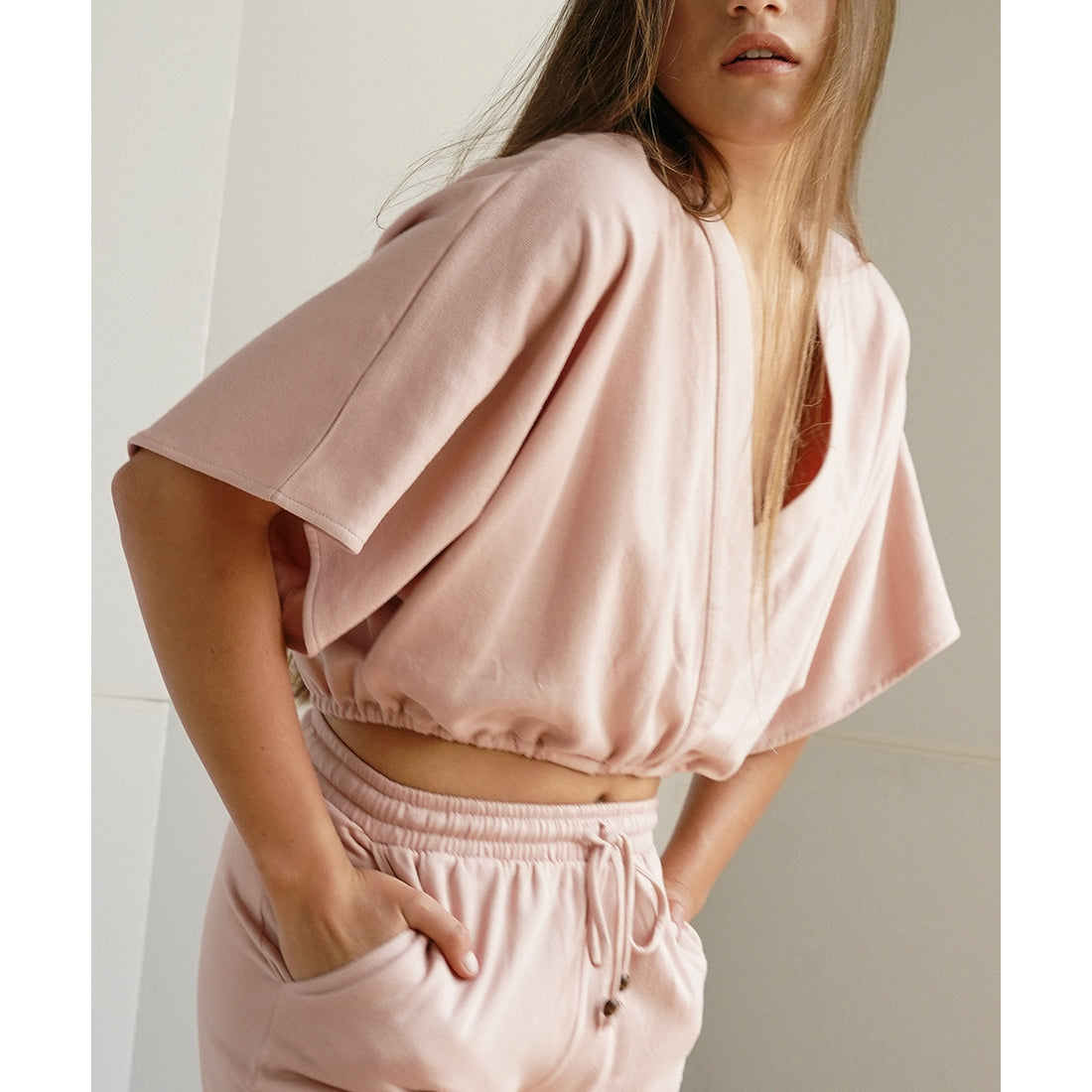 Hemp Crop Kimono Top - Mauve