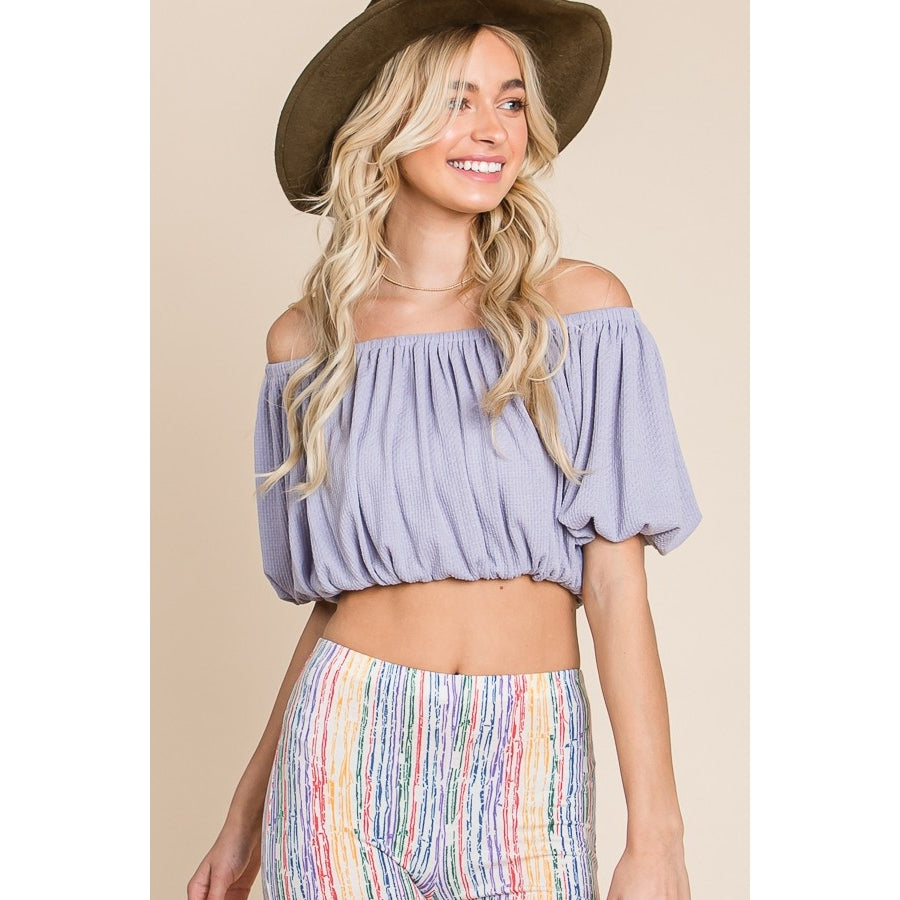 Off The Shoulder Cropped Top - Lavender