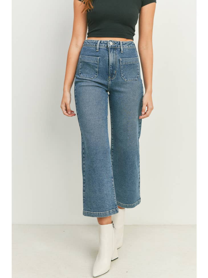 Patch Pocket Wide Leg - Med Wash