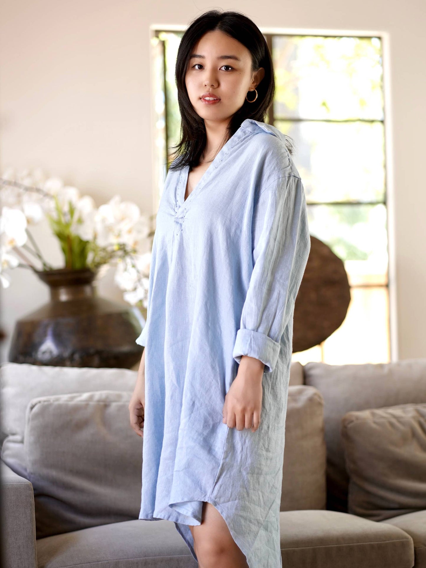 Simone Linen Dress - Blue