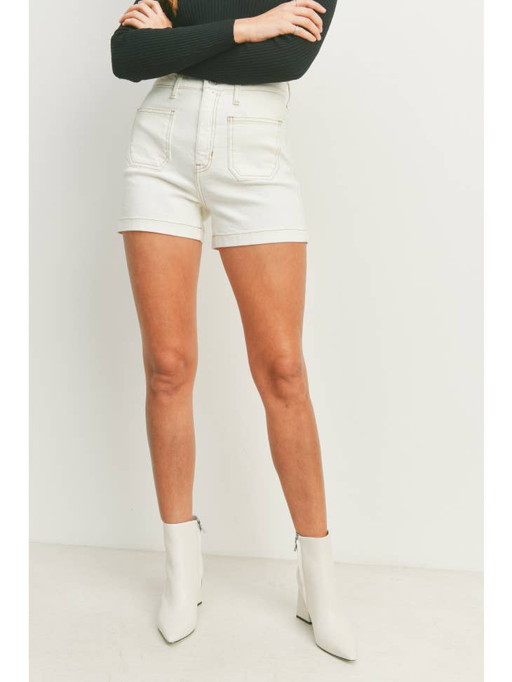 Patch Pocket Denim Short - Off White