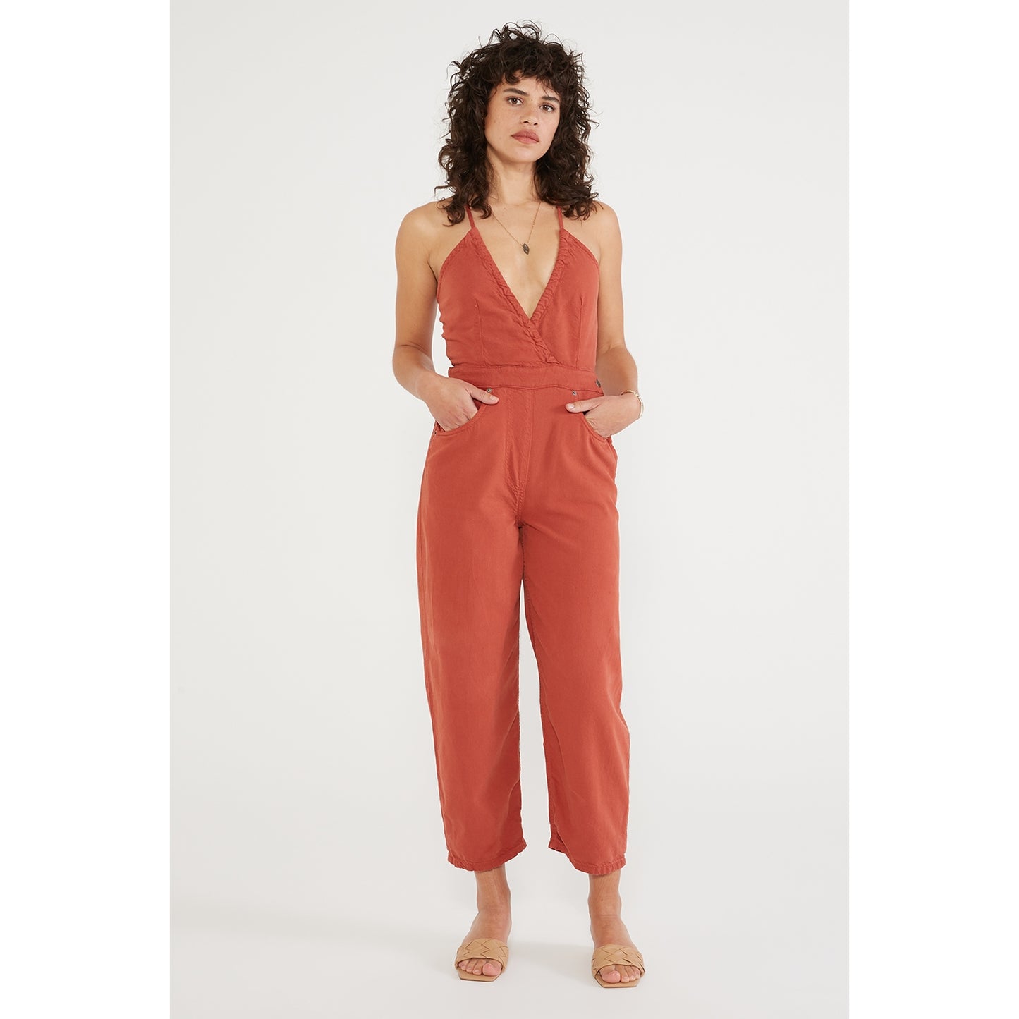 Birdie Halter Denim Jumpsuit - Bossa Nova