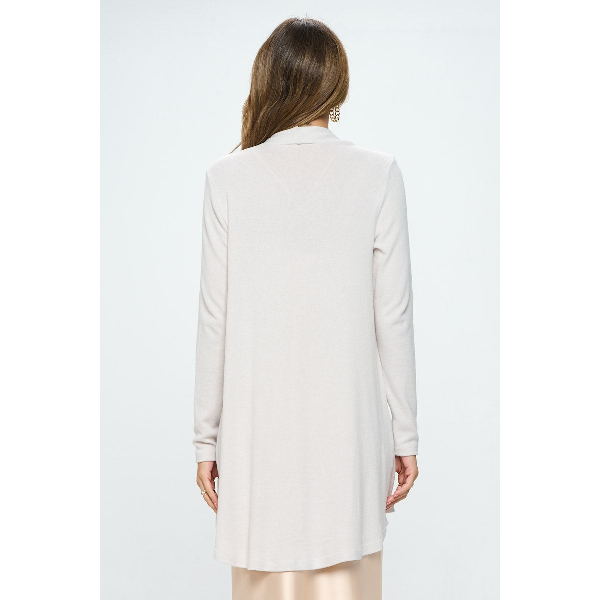 Brushed Knit Draped Cardigan - Oyster