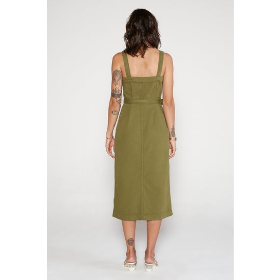 Luisa Belted Midi Dress - Avocado
