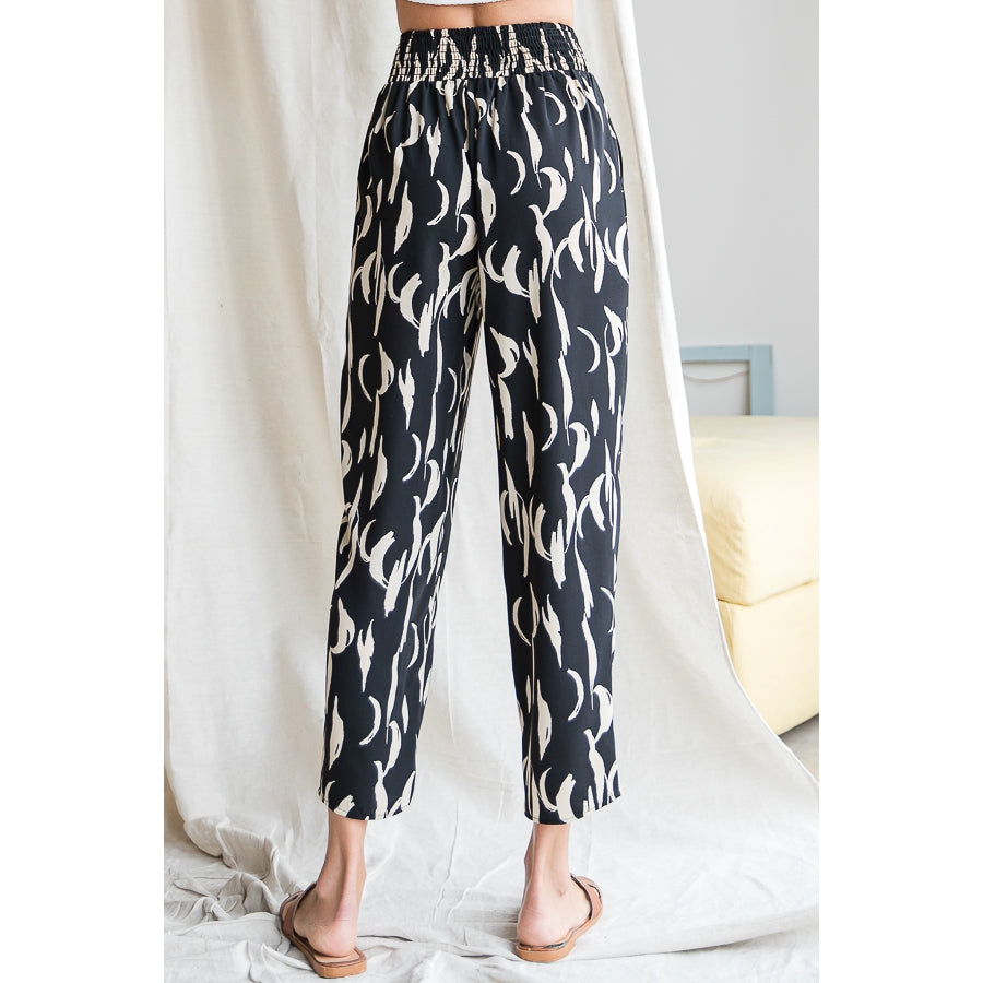 Modern Brushstroke Print Pants - Black