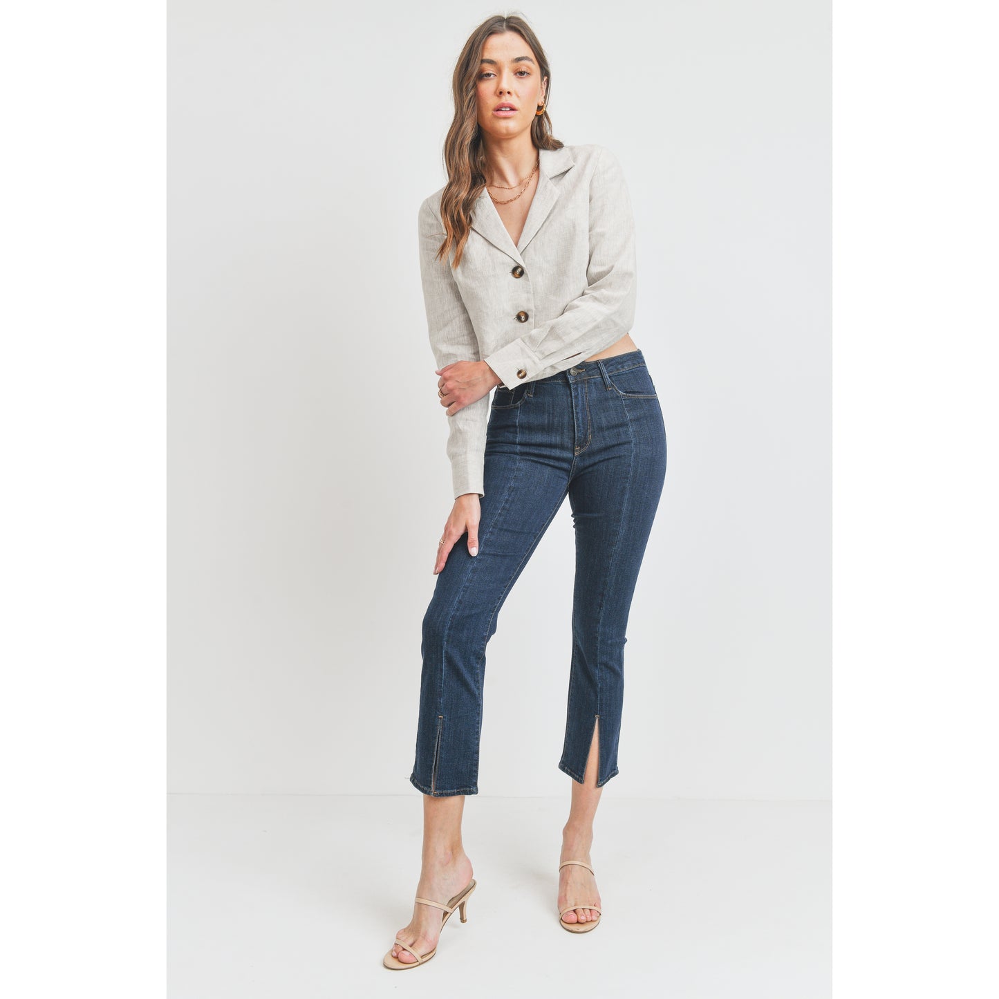High Rise Straight with Front Seam Slit