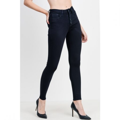 High Rise Button Up Skinny - Black - Final Sale