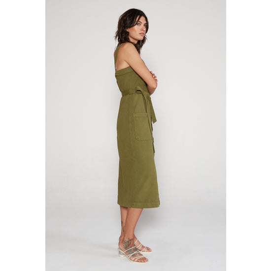 Luisa Belted Midi Dress - Avocado