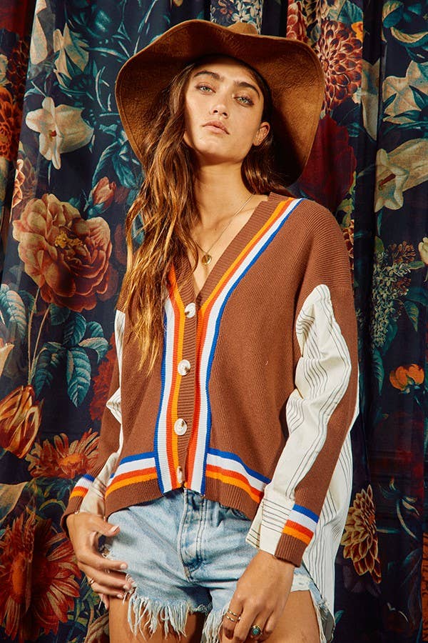 Twofer Style Hi-low Hem Cardigan Top