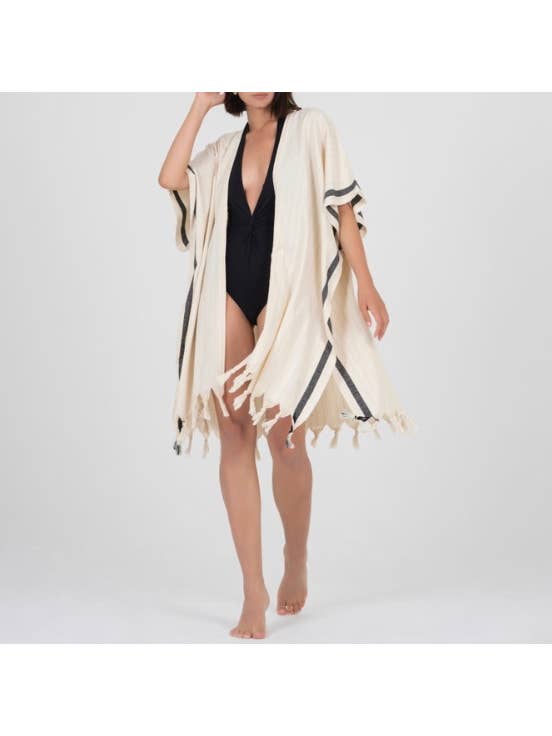 Single Stripe Natural Kimono