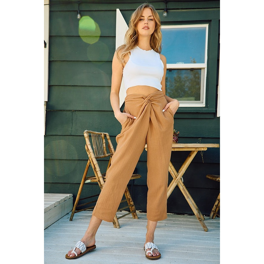 Twist Waist Pants - Latte