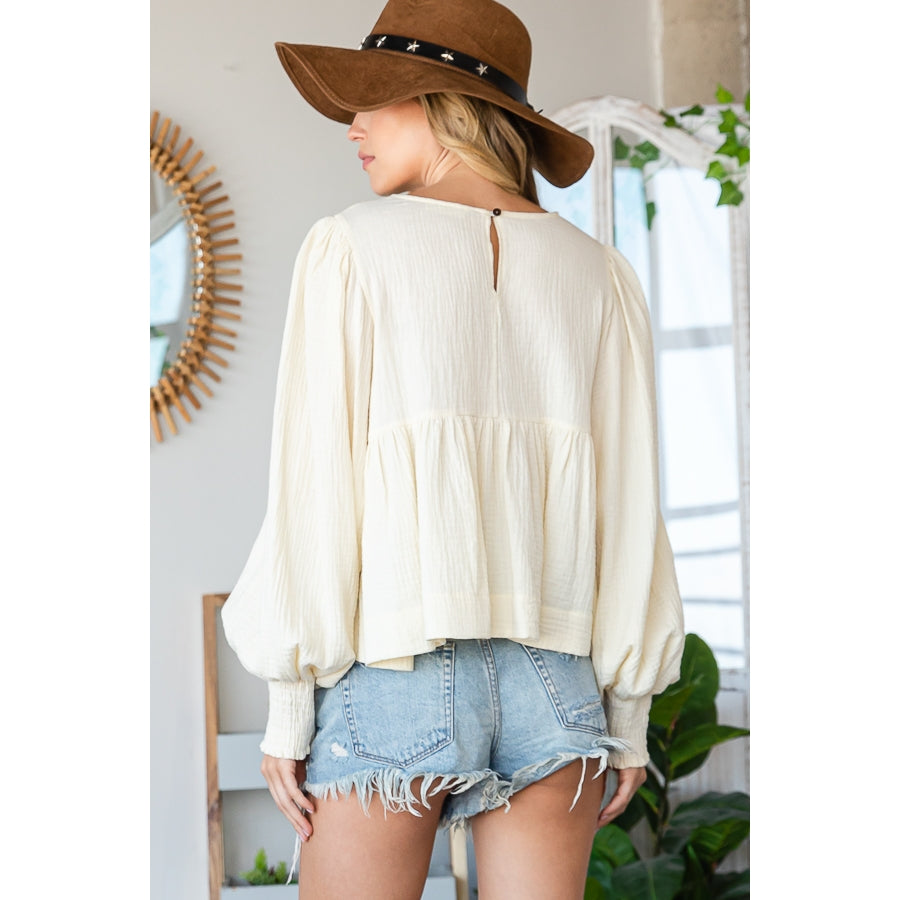 Longsleeve Babydoll Top - Cream