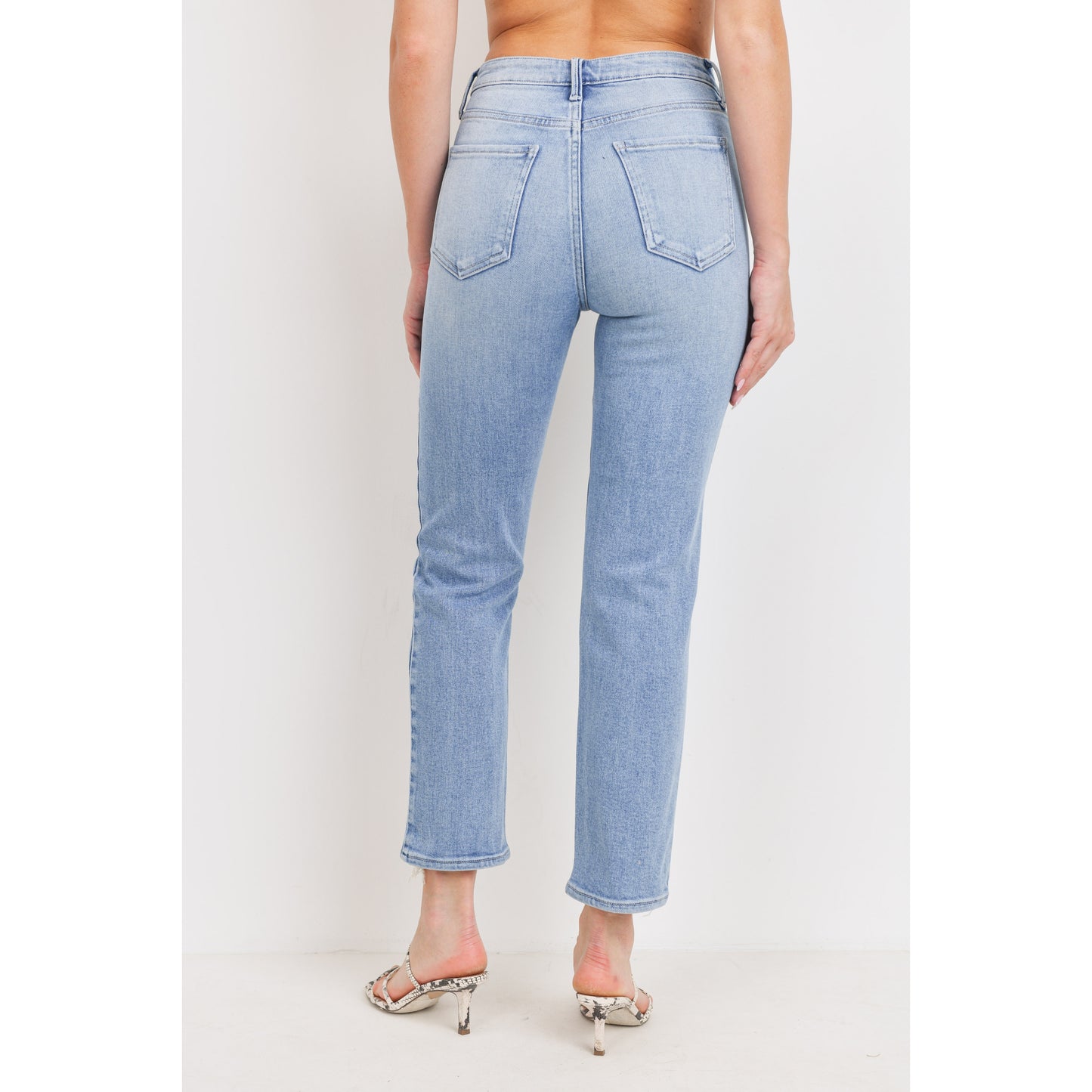 High Rise Vintage Button Down Skinny - Light Wash - Final Sale