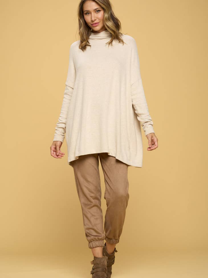 Long Sleeve Open Back Top - Oatmeal - Final Sale