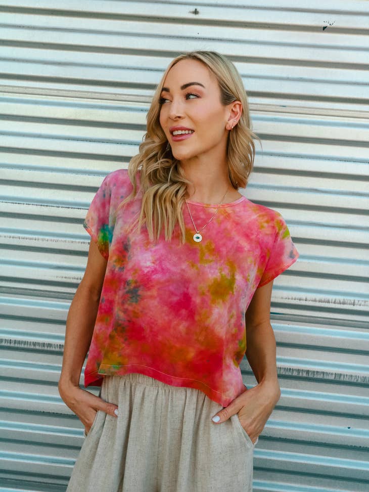 Hand Dyed Silk Shell - Fire Opal