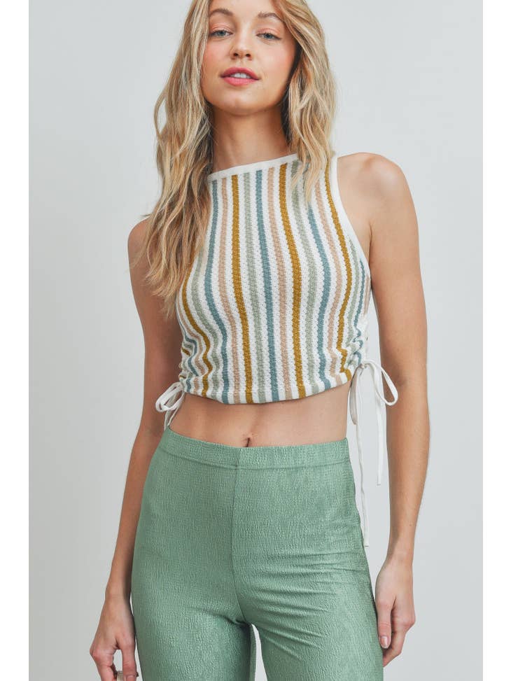 Striped Sweater Knit Tank - Ivory / Multi