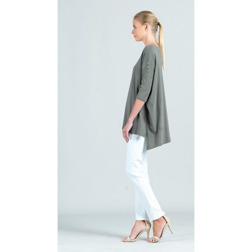 Button Sleeve Tunic - Olive