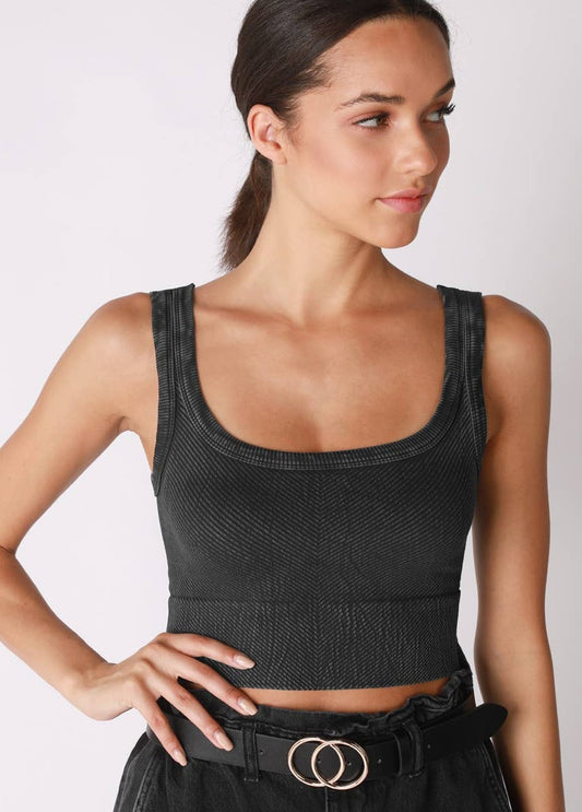 Chevron Crop Top - Vintage Black