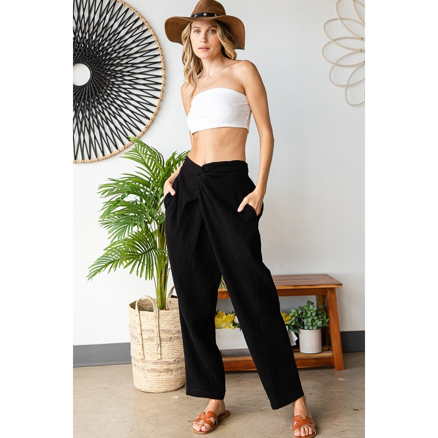 Twist Waist Pants - Black