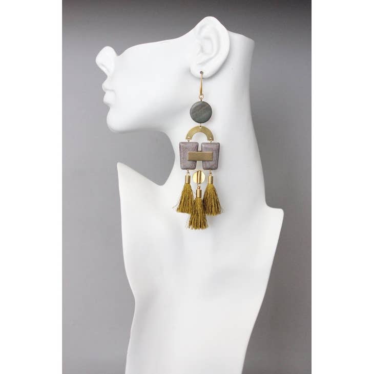 Silk Tassel Chandelier Earrings