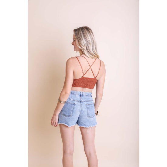 Crochet Cross Strap Bralette - Rust