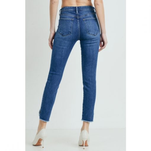 Curved Front Hem Skinny - Dark Wash