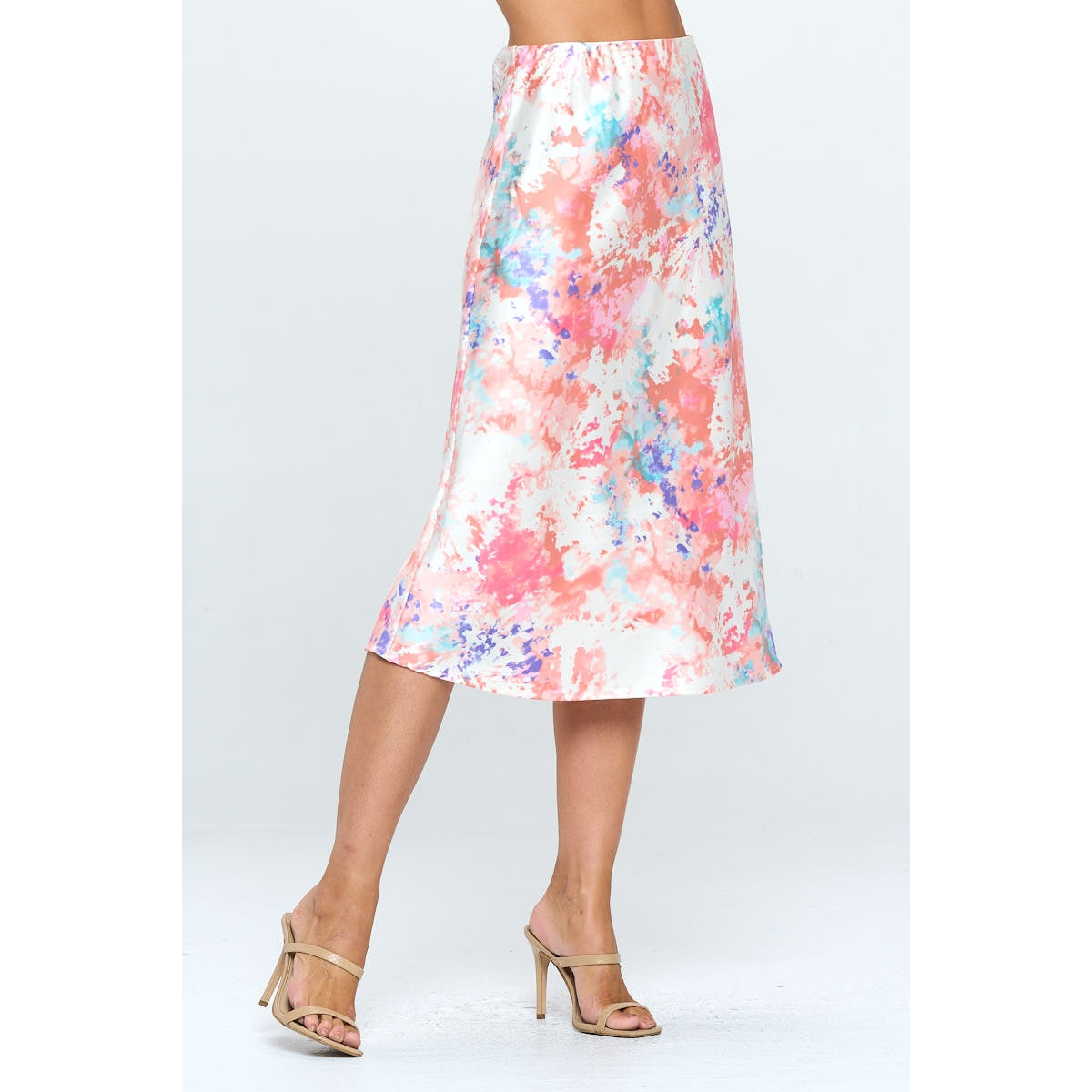 Tye Dye Satin Midi Skirt