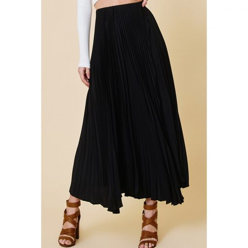 Pleated Maxi Skirt - Black