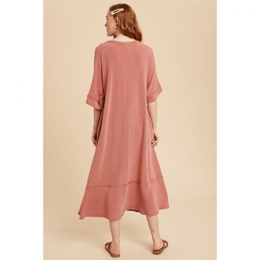 Solid Midi Dress - Rust