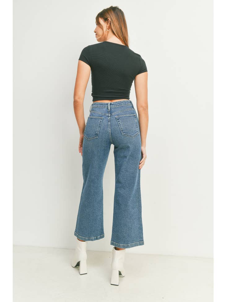 Patch Pocket Wide Leg - Med Wash