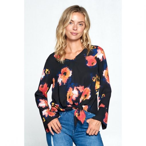 Floral Front-Tie Top