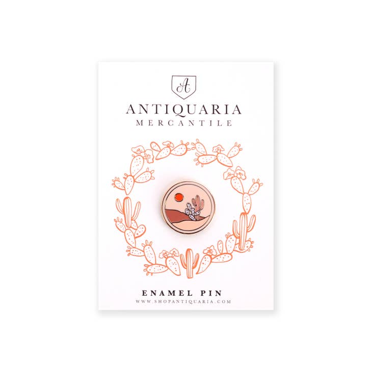 Peach Cactus Medallion Pin