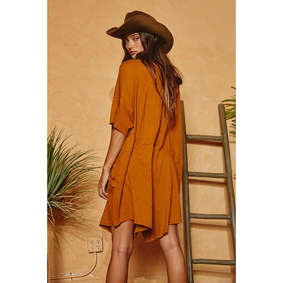 Oversized Solid Romper - Camel