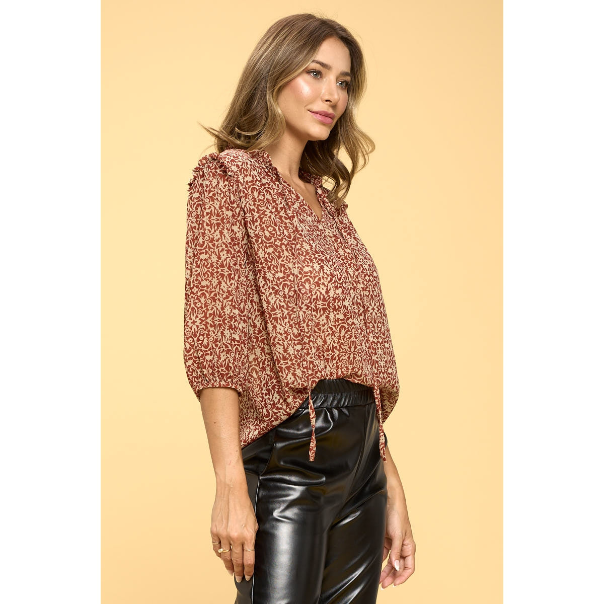 Semi Sheer Top with Tie