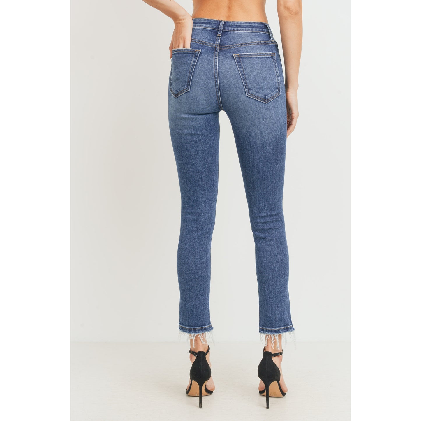High Rise Destructed Skinny - Dark Wash