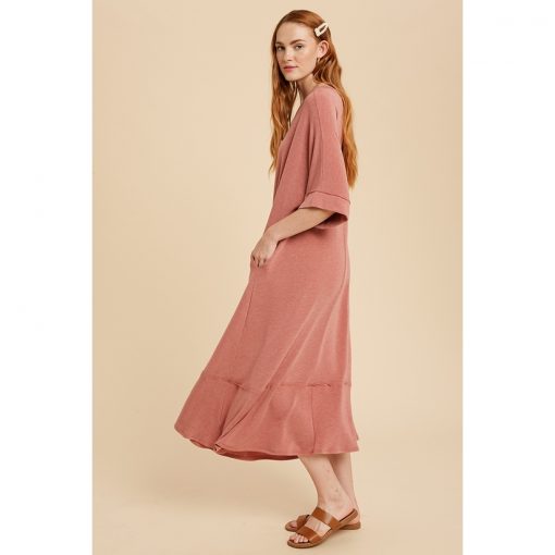 Solid Midi Dress - Rust