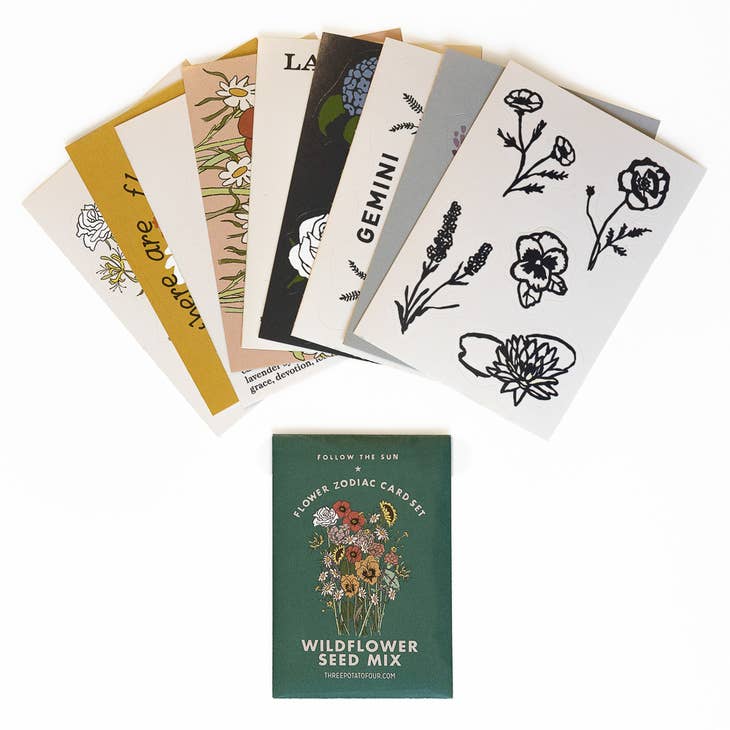 Flower Zodiac Sticker Card Set - Gemini