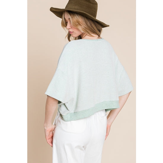 Terry Semi Crop Top - Sage