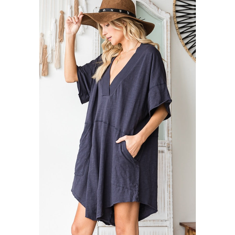 Oversized Solid Romper - Navy